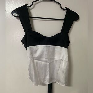 Black and White Sleeveless Top